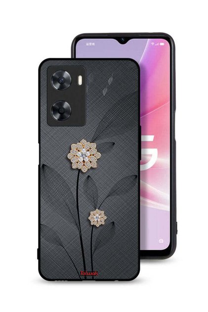 غطاء حماية لهاتف Oppo A77s بتصميم زهور ماسية