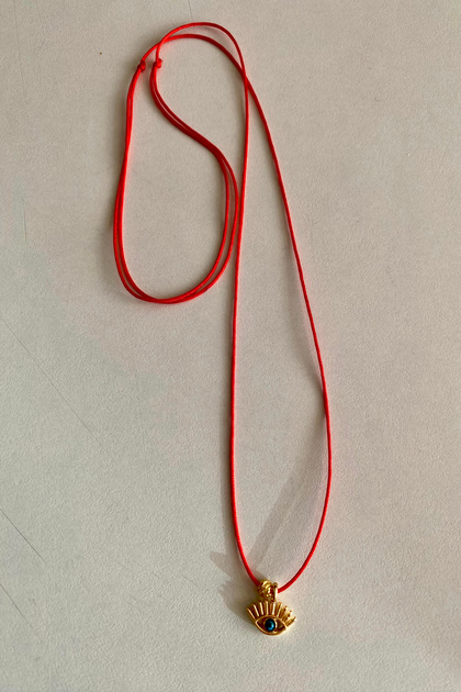 Red Rope Gold Eye Necklace