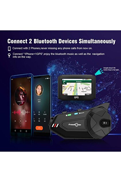 GÜMRÜK BEY FreedConn R1 Plus Motosiklet Bluetooth İntercom Wifi