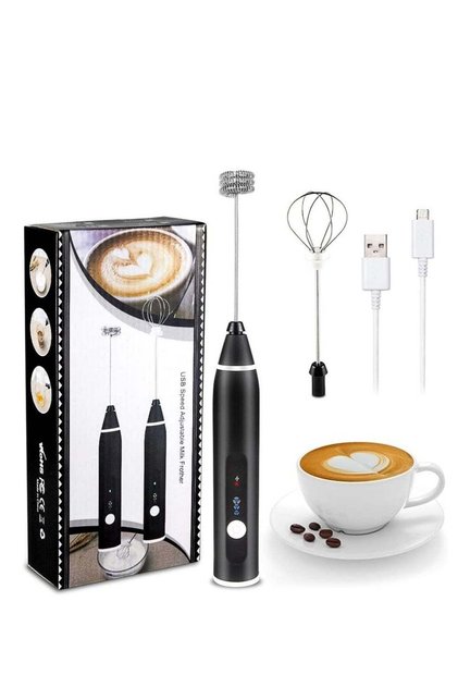 USB Rechargeable Handheld Electric Milk Frother with 3 Speeds, Egg Whisk and Drink Mixer