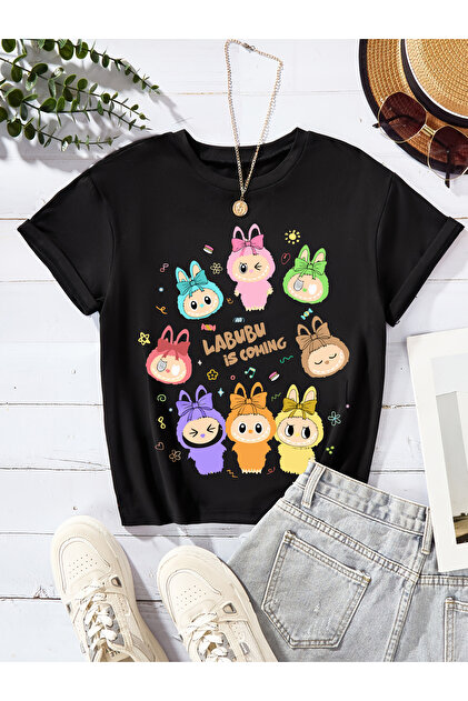 Let's Wear Labubu Is Coming Character Printed T-Shirt for Girl