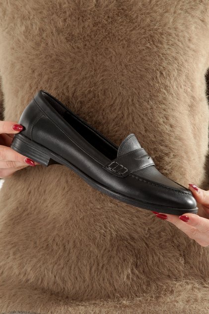 Sanra Black Genuine Leather Soft Ballerina Masculine Shoes