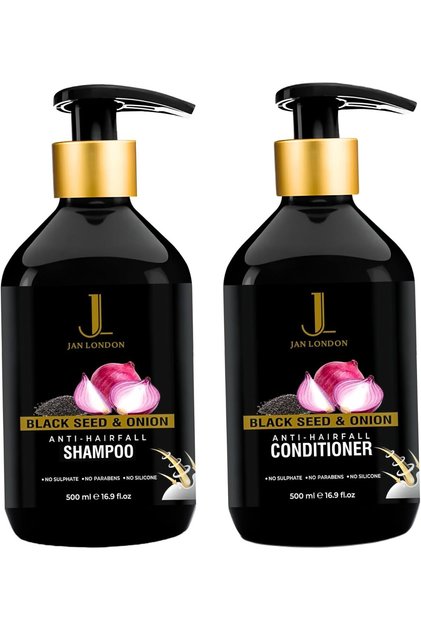JL Black Seed & Onion Shampoo & Conditioner Pack 2x500ml | Anti-Hairfall, Strengthening & Nourishing