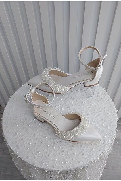 Pearl Detail 3 cm Heeled Shoes