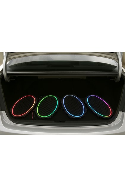 pixel Kayar Ledli Oval Hoparlör Kapağı Sese duyarlı Neon Işıklı Oval Kapak