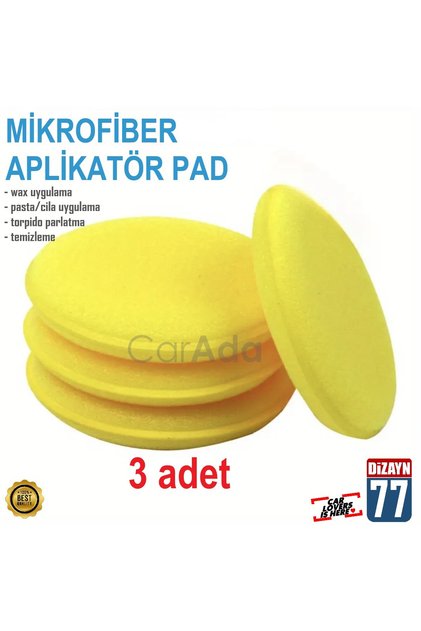 Mikrofiber Wax Pedi, Pasta Cila ve Torpido Parlatma, Temizleme Aplikatörü 3 Adet
