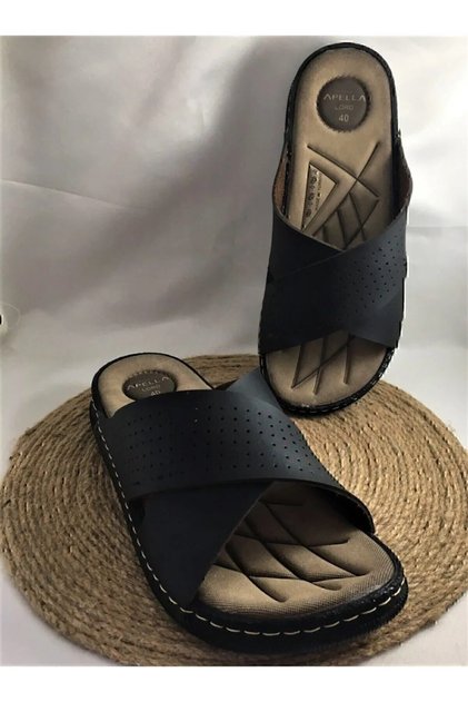 Soft Leather Heel Spur Prevention Orthopedic Light Sole Men's Slippers
