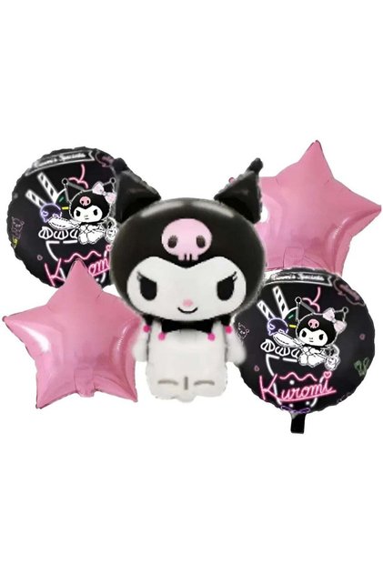 5-Piece 18 Inch Inflatable Kuromi Foil Balloon Set for birthday decoration and celebration