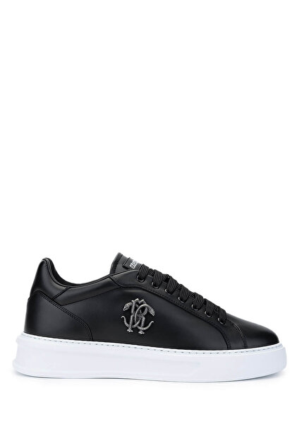 Roberto Cavalli Men's Genuine Leather Black Sneakers & Sports