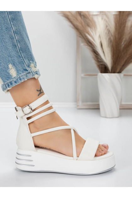 Sandale Dama cu Platforma 5GZ10 Alb | Mei