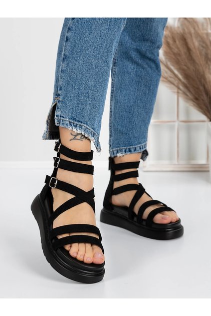 Sandale Dama cu Talpa Joasa 5HXS9 Negru | Mei