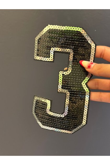 18X10 cm Iron-On Sequined Number 3 Emblem
