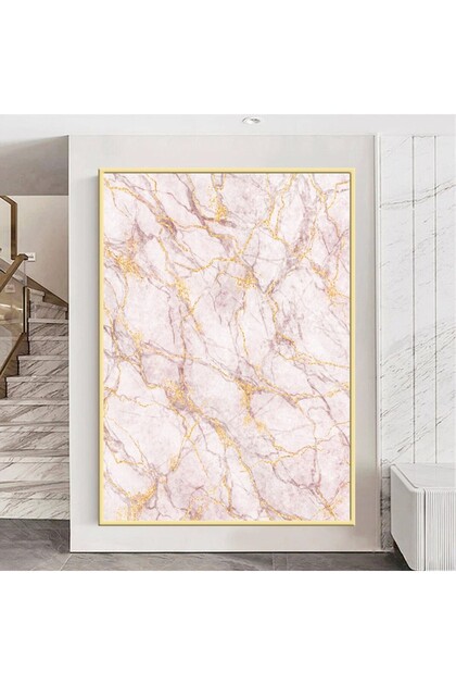 Modern Canvas Painting with Hollow Gold Frame