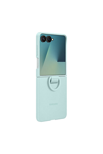 Samsung Galaxy Z Flip 7 Yüzüklü Silikon Kılıf - Mint Yeşili
