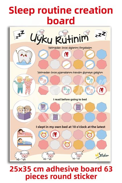 Sleeping Routine Gaining Board, Lying Chart for Children, To Do Before Sleeping