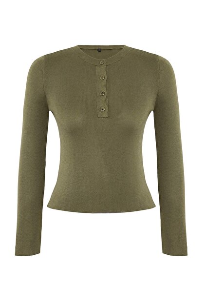 Trendyolmilla Wardrobe Essentials Haki Merserize Görünümlü Basic