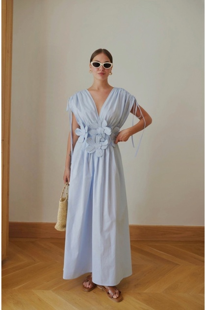 sachin and babi light blue dress Lulus Extravagant Energy Lace Backless Long Sleeve Maxi Dress in Natural main image 0