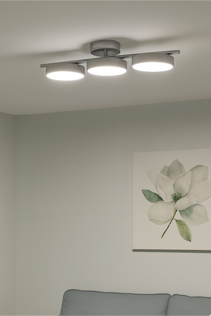Tual Modern Tasarım Salon Yatak Odası Giyinme Odası Mutfak Beyaz Işık Ledli Gri Renk 3 lü Led Avize