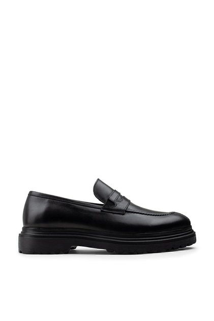 Genuine Leather Black Loafer Men's Shoes