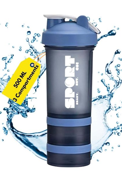 SPORT Protein Shaker Bottle Portable Supplement Mixer Cup with Powder Storage for Running Cycling Fi