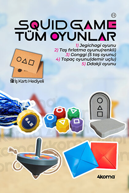 4koma Squid Game 2 Oyun Seti Tüm Oyunlar 5 Adet Oyun Metal Uçlu