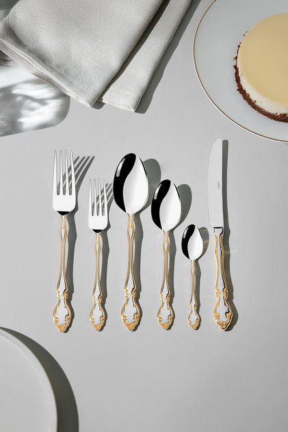 Adriana Altın Sade 12-Person 72-Piece Boxed Cutlery Set