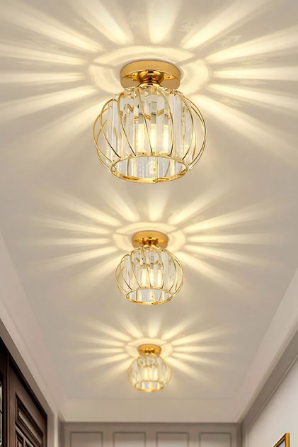 Bella Luce Model Gold Kaplama Kristal Taşlı Metal Gövde Modern Her Alana Uygun Lüx Plafonyer Avize