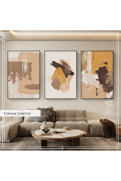 Digital Printed Metal Framed Glass 3-Piece Decorative Table - Earth Breeze
