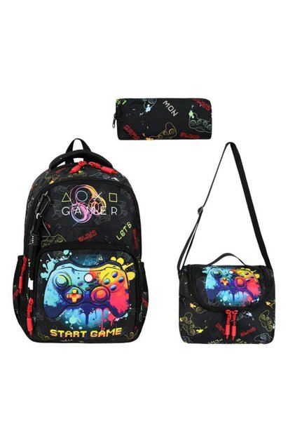 Primary School Bag Set of 3 42*30 cm Lunch Box Pencil Case Orthopedic Gamer Boy