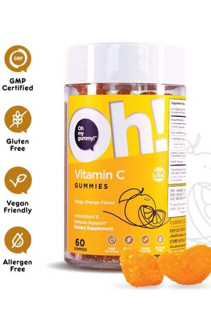 Vitamin C Gummies - Tangy Orange Flavor - Antioxidant & Immune Support Dietary Supplement - 60 Gummi