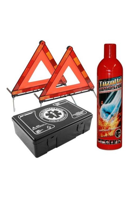 KIT auto obligatoriu omologat - Trusa Medicala, 2xTriunghiuri, Stingator Tip Spray
