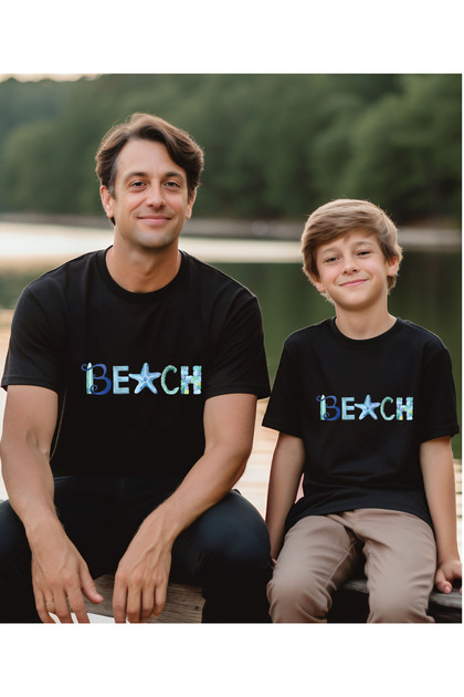 Beach Holiday Printed Family Combination T-Shirt (Single Product, Add 2 Pieces to the Cart for Combination)