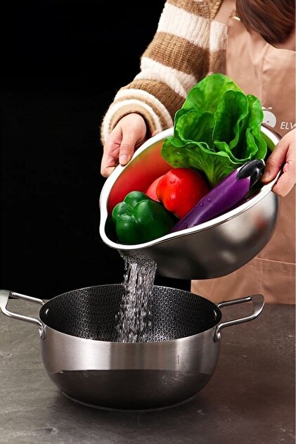 Multipurpose Rice Fruit Pasta Vegetable Strainer Stainless Steel Strainer Silver