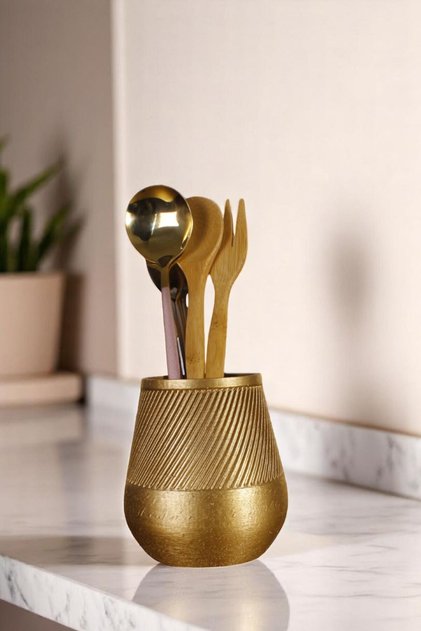 Countertop Cutlery Decorative Vertical Cutlery Cylinder Cutlery Gold Color Model 89