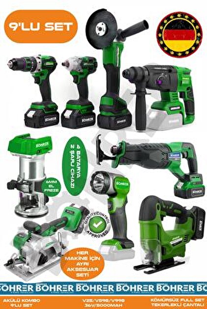 Germany Style DawreekTech 10'lu Şarjlı Pro Set Kırıcı-Taşlama