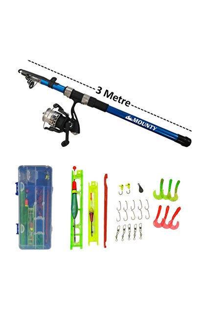 MOUNTY 29 Parça 3 Metre Tam Takım Teleskopik Deniz Göl Hobi Olta