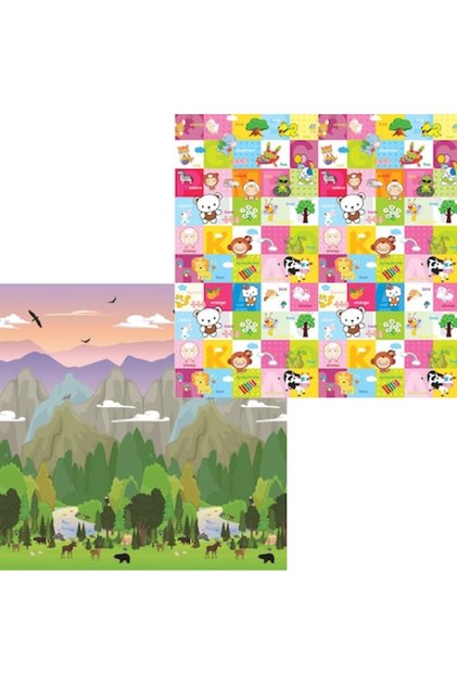 Covor de joaca FiGGA® pentru copii, 200 x 180 cm, Spuma protectie, Termoizolant, Pliabil, 2 fete, Interactiv si Educativ, Print 04
