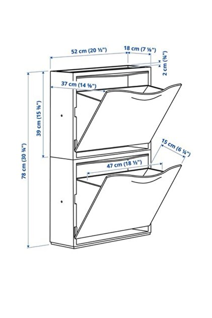 IKEA Trones ayakkabı dolabı , beyaz 52x39cm 2 katlı - Fiyatı