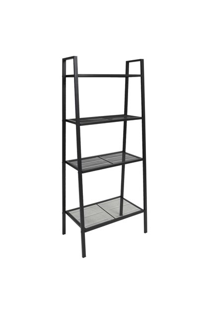 Ladder Bookcase 4 Tiers Metal Black