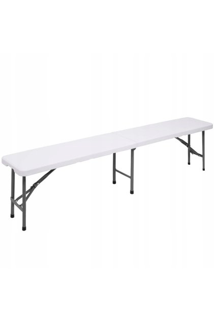 Banca pliabila, cu maner, HDPE si cadru metalic, 180x30x43 cm, alb/gri