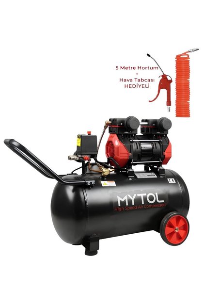 MYK501 YÜKSEK HIZLI 50L. 1,5HP YAĞSIZ KOMPRESÖR 5MT. HAVA HORTUMU ve HAVA TABANCASI