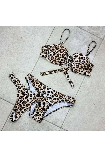 Costum de baie trei piese Sabina animal print