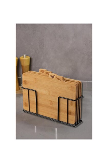 Cutting Board with Bamboo Stand Set of 4