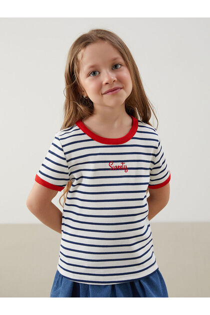 Κοριτσίστικο μπλουζάκι LCW Kids Crew Neck ριγέ