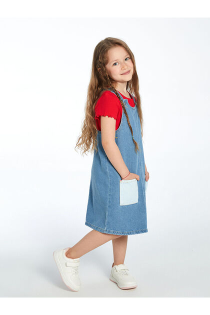 Rochie LCW Kids Indigo Jean pentru fete cu buzunare