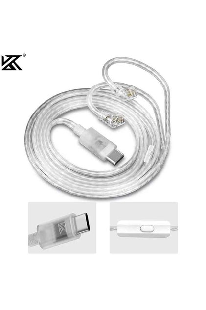 Kz Type-C Gümüş dac kulaklık kablosu mikrofonlu