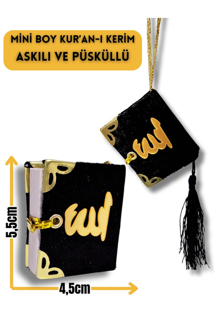 Velvet Covered Mini Quran Black with Strap and Tassel