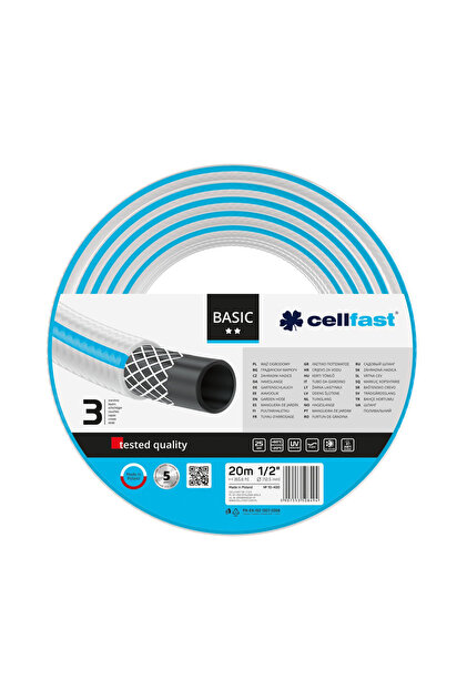 Furtun pentru gradina Cellfast BASIC cu 3 straturi, 1/2", Armat, 20m, protectie UV
