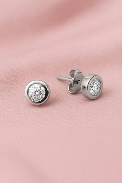 Işıklı kutuda 0.30 karat tektaş küpe