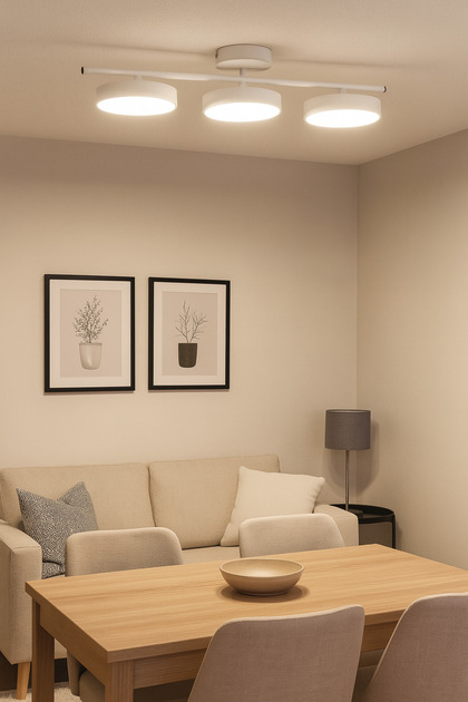 Tual Modern Salon Yatak Odası Giyinme Odası Mutfak Beyaz Işık Ledli Beyaz Renk 3 lü Led Avize